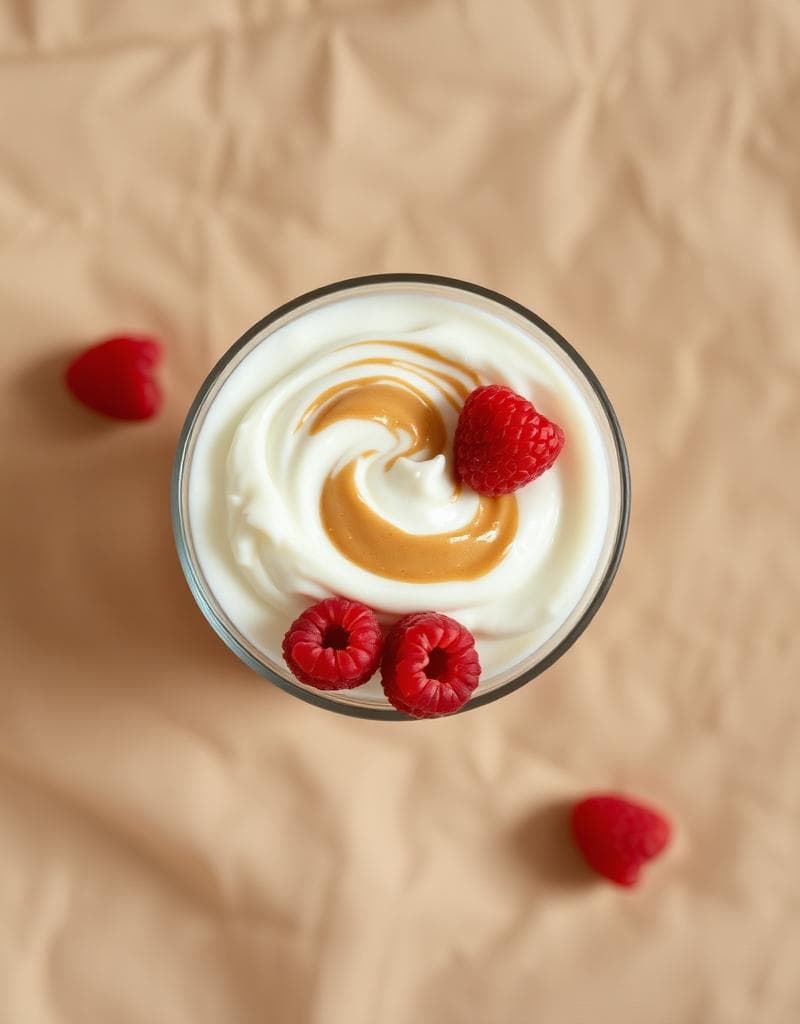 Greek yogurt with almond butter and raspberries