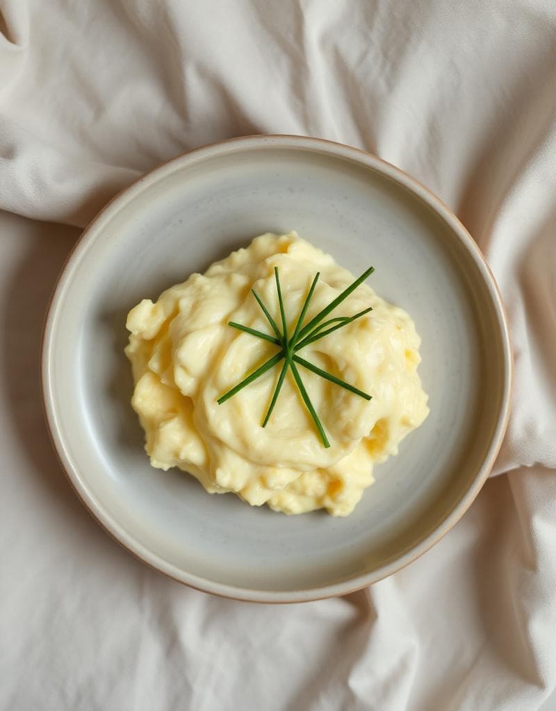 Soft scrambled eggs with chives